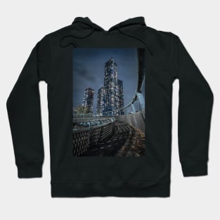 Footbridge with Skyscrapers in Manchester at Night Hoodie